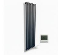 Greened House Electric Anthracite Oval Tube Radiator Vertical 1800 x 420