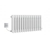 Greened House Electric White Traditional Radiator 3 Column 300mm H x 599mm | Cast Iron Type, Old School Radiator, Includes 7 Day Timer/Thermostat, Triple Column, PTC Element