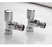Greened House Malmo Chrome Angled Towel Rail Valves 1/2" -15mm | On/Off