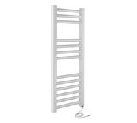 Greened House Milano WHITE Flat Electric Towel Rail 300mm W x 800mm H Bathroom Towel Radiator