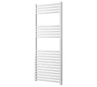 Greened House Milano WHITE Straight Heated Towel Rail W500mm x H1200mm Flat Central Heating Towel Radiator