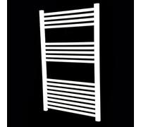 Greened House Milano WHITE Straight Heated Towel Rail W600mm x H1000mm Flat Central Heating Towel Radiator