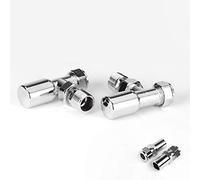 Greened House Modern Small Chrome Angled Radiator/Towel Rail Valve Set for 8mm Pipework Central Heating & Column Radiator