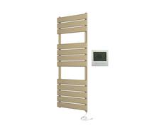 Greened House Richmond Electric Heated Towel Rail Brushed Brass Flat Panel Bathroom Radiator (400mm W x 1200mm H + 7 Day Timer)