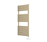 Greened House Richmond Electric Heated Towel Rail Brushed Brass Flat Panel Bathroom Radiator (500mm W x 1200mm H)