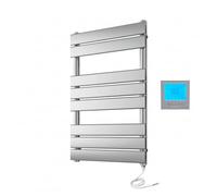 Greened House Richmond Electric Heated Towel Rail Chrome Flat Panel Bathroom Radiator (500mm W x 800mm H + 7 Day Timer/Thermostat)