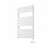 Greened House Richmond Electric Heated Towel Rail White Flat Panel Bathroom Radiator (400mm W x 800mm H)