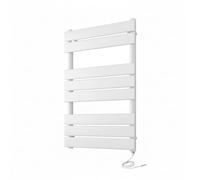 Greened House Richmond Electric Heated Towel Rail White Flat Panel Bathroom Radiator (500mm W x 800mm H)