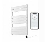 Greened House Richmond Electric Smart WiFi Controlled Heated Towel Rail Flat 7 Day Programmable Timer App Compatibility (White, 400mm W x 800mm H)