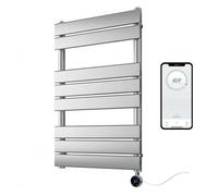 Greened House Richmond Electric Smart WiFi Controlled Heated Towel Rail Flat 7 Day Programmable Timer App Compatibility (Chrome, 500mm W x 800mm H)
