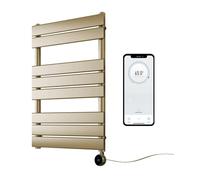 Greened House Richmond Electric Smart WiFi Controlled Heated Towel Rail Flat 7 Day Programmable Timer App Compatibility (Brushed Brass, 400mm W x 800mm H)