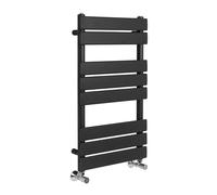 Greened House Richmond Heated Towel Rail Black 500mm W x 800mm H | Flat Panel, Bathroom Towel Radiator, Central Heating, Wall Mounted
