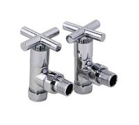 Greened House Rome Angled Art Deco Radiator/Towel Rail Valve Set 1/2"-15mm | Designer, Central Heating Valve, Traditional Column Radiator