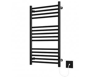 Greened House Siena 400w x 720h Black Electric Heated Towel Rail with Built In Timer Energy Efficient