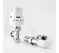 Greened House Trieste Angled Chrome Thermostatic TRV Radiator Valve 1/2 BSP (15mm) - Designer Brass, Frost Protection, 5 Settings - ZZ-3510