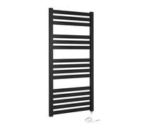 Greened House VAS Electric Towel Warmer Flat Panel Towel Rail Bathroom Radiator (Black, 500mm x 1165mm)