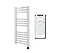 Greened House White Electric Smart WiFi Controlled Heated Towel Rail 400mm W x 800mm H 7 Day Programmable Timer App Compatibility (White Rail + White WiFi Element)