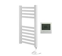 Greened House White Electric Towel Rail Straight 400mm W x 600mm H + Timer