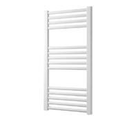 Greened House White Milano Heated Towel Rail Straight 400mm W x 800mm H | Flat, Central Heating, Towel Radiator, Bathroom