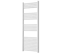 Greened House White Milano Heated Towel Rail Straight 500mm W x 1200mm H | Flat, Central Heating, Towel Radiator, Bathroom