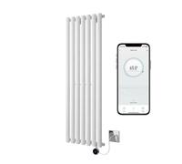 Greened House White WiFi Smart Electric Radiator Oval Tube 1600 x 420 | Vertical, Single Panel, Tall, Column Radiator, 7 Day Programmable Timer, App Compatibility