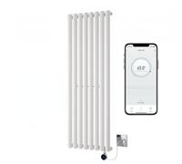 Greened House White WiFi Smart Electric Radiator Oval Tube 1800 x 420 | Vertical, Single Panel, Tall, Column Radiator, 7 Day Programmable Timer, App Compatibility
