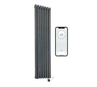 Greened House WiFi Smart Electric Radiator Oval Tube Single Panel Vertical Tall Column Radiator 7 Day Programmable Timer App Compatibility (Anthracite, 1800 x 420)