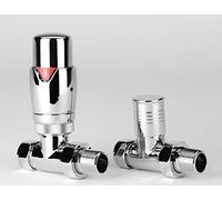 Greenedhouse ZZ-3023 Oslo Straight Chrome TRV and Lock Shield Valve Set Thermostatic Radiator & Towel Rail
