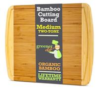 GREENER CHEF 15 Inch Medium Cutting Board with Lifetime Replacements, Bamboo Cutting Boards for Kitchen, Butcher Block, Medium Wooden Chopping Board for Meat, Veggies, Non Toxic Charcuterie Board