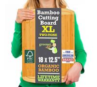 Extra Large Organic Bamboo Chopping Board for Kitchen - Best Wooden Cutting Boards with Juice Groove for Carving Meat, Wood Butcher Block for Vegetables and Serving Tray for Cheese