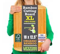 Extra Large Organic Bamboo Chopping Board for Kitchen - Best Wooden Cutting Boards with Juice Groove for Carving Meat, Wood Butcher Block for Vegetables and Serving Tray for Cheese