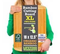 Extra Large Organic Bamboo Chopping Board for Kitchen - Best Wooden Cutting Boards with Juice Groove for Carving Meat, Wood Butcher Block for Vegetables and Serving Tray for Cheese