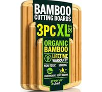Greener Chef Luxury XL Bamboo Cutting Board Set of 3 with Vertical Grain Strength Technology - Extra Large Wood Cutting Boards for Kitchen and Lightweight Chopping Board Set - Replacements for Life