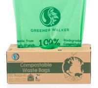 Greener Walker 25% Extra Thick Compost 6L/10L/30L Caddy Bin Liners-120 Bags Biodegradable Kitchen Food Waste Bags(6L)