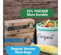 Greener Walker 25% Extra Thick Compost 6L/10L/30L Caddy Bin Liners-120 Bags Biodegradable Kitchen Food Waste Bags(10L)