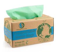 Greener Walker 30L-30Bags 100% Compostable Biodegradable Bin Liners 6L/10L/30L Food Waste Bags with EN13432 Certificate Caddy Kitchen Bin Liners