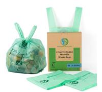 GREENER WALKER Compostable Tie Handles Caddy Liners 6L 150 Count, Biodegradable Bin Liners Kitchen Food Waste Bags with EN13432 & OK Compost HOME Certified
