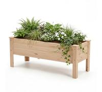 Greenera Natural Raised Bed for Garden, Wooden Elevated Rectangle Planter Box for Vegetables Flowers Herbs Gardening, 119x42x51 cm