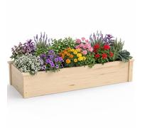 Greenera Wooden Raised Garden Bed, Elevated Planter Box Kit with Open-ended Base for Vegetables Flowers Herbs Fruits for Outdoor Patio Backyard, 118x57.8x25cm
