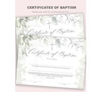Greenery Baptism Certificates for Church: Certificates of Baptism for Kids and Adults | Notebook with 20 Color Fill-in Ready Christening Certificates