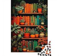 Greenery Bookshelf Puzzle 1000 Pieces Recycled Paper for Women Gifts for Men Jigsaw Cozy Reading NookPuzzles Educational Game Decompression Family Game Celebration Gifts 38x26cm/1000pcs