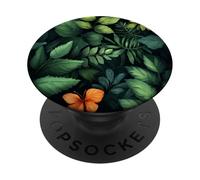 Greenery Botanical Fern Foliage Berry Colorful Floral Black PopSockets Adhesive PopGrip