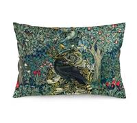 Greenery Forest Animals Pheasant Fox Green Floral William Morris Throw Pillow Covers 12x20 Inch Aesthetic Pillow Velvet Decorative Pillowcase Home Decor Living Room Cushion Case for Bed Sofa Couch