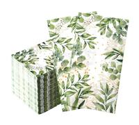 Greenery Paper Napkins, 100 Pcs Green Napkins Disposable, Green Guest Eucalyptus Leaf Decorative Dinner Napkin Paper Hand Towels for Bathroom Wedding Birthday Graduation Spring Party Decor Supplies