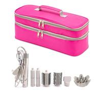 GREENESTA Travel Carrying Long Case Compatible with Shark Flex Style/Dyson Airwrap Styler and Attachments, Hair Dryer Storage Bag, Gift for Women, Pink, Travel