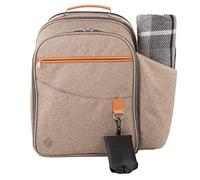 Greenfield Collection 2 Person Deluxe Insulated Backpack Cooler Lunch Bag - Picnic Bag with Cutlery/Picnic Set and Picnic Blanket; Perfect Cool Bag Rucksack for Camping/BBQ/Hiking - Grey