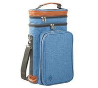 Greenfield Collection - Contemporary 4 Person Leak Proof Wine Bottle Cooler Bag for Wine Bottles, Cans, Champagne, Perfect Picnic Wine Carrier Shoulder Bag Insulated Drinks and Lunch Bag (Denim Blue)