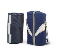 Greenfield Collection Deluxe Mulberry Red Wine Cooler Bag for Two People and Picnic Rug (Navy Blue)