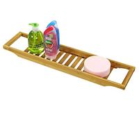 Greenfields 100% Natural Premium Bamboo Bath Caddy Wooden Bathtub Bathroom Over the Tub Tidy Shelf Storage Tray Rack Holder Organiser for Book, Drink, Tablet, Phone, Book (Natural)
