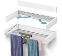 Greenfields 100cm Laundry Drying Rack | Wall Mounted Retractable Clothes Drying Rack | Collapsible Foldaway Air Dryer | Space Saving Indoor or Outdoor White Rack | Laundry Organization Solution